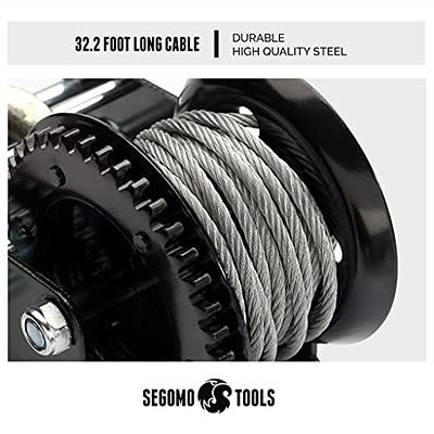 Segomo Tools Heavy Duty 3500 Pound Manual Two Way Ratchet 32.2 Ft Long Wire  Hand Crank Winch, Handwinch, Hand Winch, Pulley Hand Crank, Boat Winch  Pulley