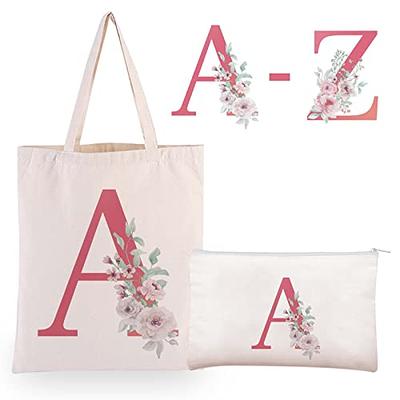 MONOGRAMMED INITIAL CANVAS TOTE BAG