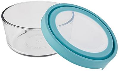 Anchor Hocking Glass TrueSeal Round Food Storage Containers with Blue Lids