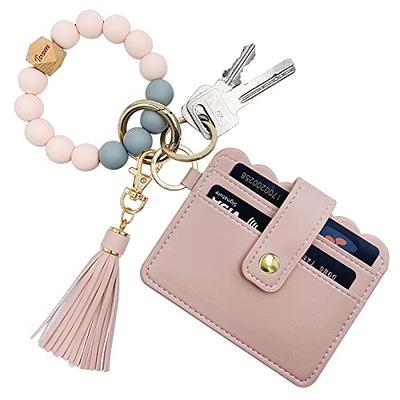 TSNSOEEO Wristlet Keychain Bracelet Wallet, Key Ring Silicone Bead Bangle,  Tassel Card Pocket Key Chains for Woman - Yahoo Shopping