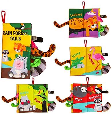  Zocita Baby Soft Animal Tails Activity Cloth Book with Crinkle  Fabric, Jungly Tails : Baby