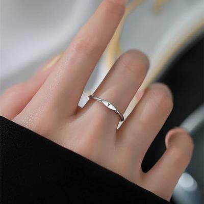 Jewelersclub Accent White Diamond Initial Letter Ring for Women | Customizable Sterling Silver N Alphabet Monogram Ring for Girls | Cursive Script