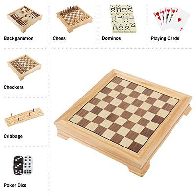 Hey! Play! 3-in-1 Deluxe Wooden Chess, Backgammon and Chess Set