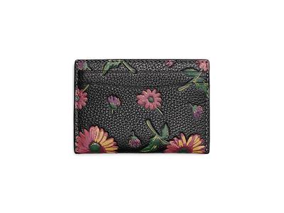 Coach Essential Floral Printed Leather Card Case, Black/Multi