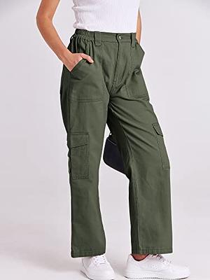 Dokotoo Cargo Pants Women High Waisted Baggy Wide Leg Dress Pants Women  Womens TrousersPants Straight Leg Jeans for Women Trendy Baggy Y2K Trousers  with Pockets Green at  Women's Clothing store