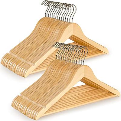 Zober Wooden Hangers 30 Pack - Non Slip Wood Clothes Hanger for Suits,  Pants, Jackets w/Bar & Cut Notches - Heavy Duty Clothing Hanger Set - Coat  Hangers for Closet - White