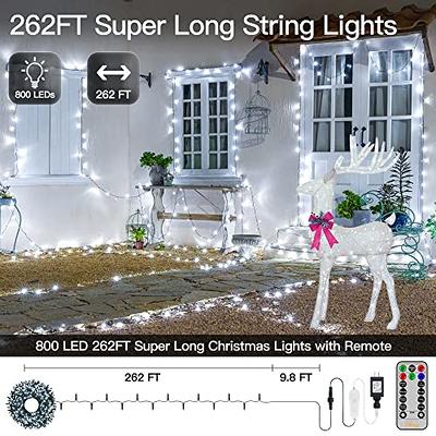 Ollny Christmas Lights 262FT 800LED, Plug in Christmas Tree Lights with  Timer and 8 Modes, Remote Control Waterproof Dimmable Outdoor Christmas  Lights for House Yard Patio Xmas Decorations(Cool White) - Yahoo Shopping