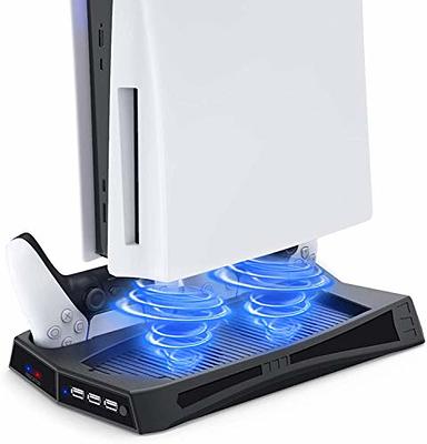PS5 Stand with Cooling Fan and Dual Controller Charger for