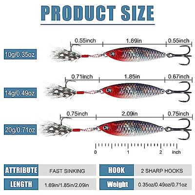  Goture Fishing Jigs Saltwater, Vertical Jig Saltwater  Freshwater, Jig Fishing Lures with Glow Double Assist Hooks, Speed Fast  Jig, 5PCS 80g Fishing Jigging Spoon Lures for Tuna, Salmon, Kingfish 