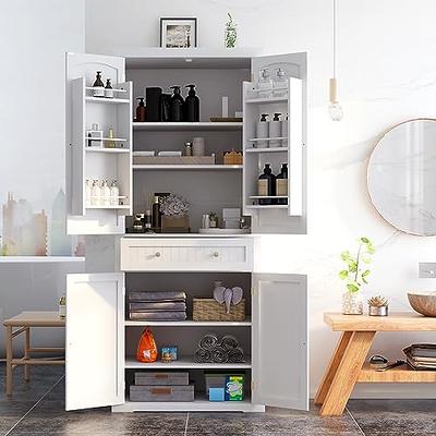 AVZEAR Kitchen Pantry Cabinet, Glass Door Cupboard 69.7