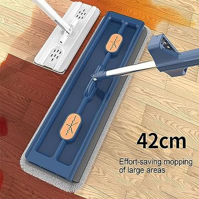 2023 Large Flat Mop, Large Flat Mop and Bucket System, Homezo Mop, Wet and  Dry Use, 54 Adjustable Stainless Steel Long Handle (Blue Flat Mop +