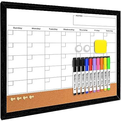 DOLLAR BOSS Whiteboard Calendar with Black Wood Frame, 16 x 12 Hanging  Magnetic Dry Erase White Board Monthly Calendar Planning Board for Wall