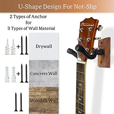 Guitar Wall Mount 3 Pack, Black Walnut Wood Guitar Hanger, U