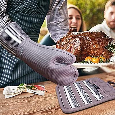 Alselo Silicone Oven Mitts Heat Resistant 550 Degree Extra Long