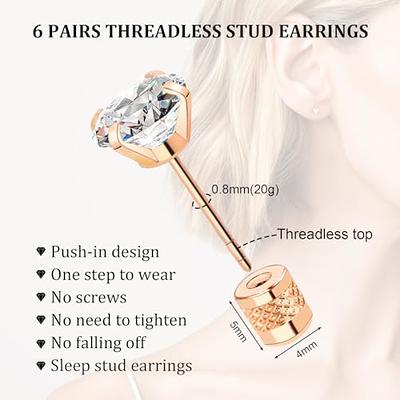 Flat Back Cartilage Stud Earrings Hypoallergenic Surgical Stainless Steel  Screw