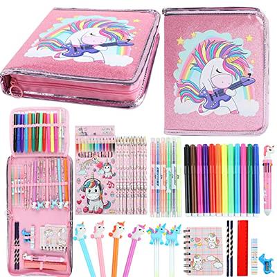 IFINTECHNO 64 pcs in 1 Washable Coloring Markers Set with A Portable  Unicorn Pen Case for Kids, Unicorn Art and Craft Drawing Supplies Gift Set,  Coloring Pens,Crayons for Girls Ages 4 to
