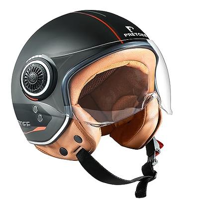 Open Face Motorcycle Helmet for Men Retro Open Face Helmet with Goggles Jet  Helmets DOT Approved ABS Shell Safety Cap All Season