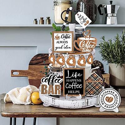 Coffee Farmhouse Tiered Tray Decors Set, Coffee Bar Decor Sign