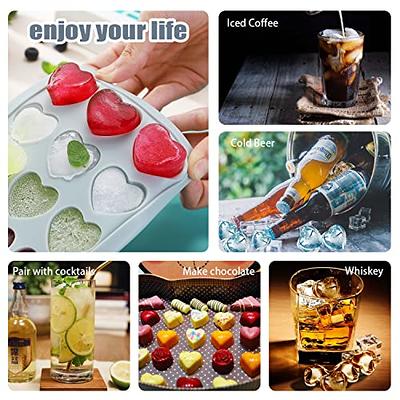 2PCS Ice Cube Trays, Silicone Square Ice Cube Mold for Whisky & Large Sphere  Ice Ball for Bourbon & Cocktail, with Funnel & Lids, Easy Release To Keep  Drinks Chille, Reusable 