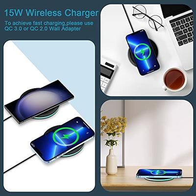 2 in 1 Wireless Charger, 15W Dual Wireless Charging Pad for iPhone 15/15  Pro/14/14 Pro/13/13 Pro/12/12 Pro/11/X, Samsung S23/S22/S21, Airpods  3/2/Pro