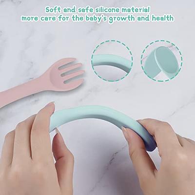 Vicloon Silicone Baby Spoon And Fork, 4 Pcs Baby Spoons Self