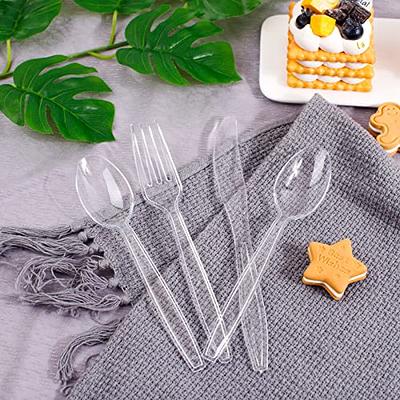 MOACOCK 200 Count Plastic Silverware, Heavy Weight Plastic Forks