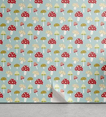 Ambesonne Mushroom Peel & Stick Wallpaper for Home, Cartoon Style