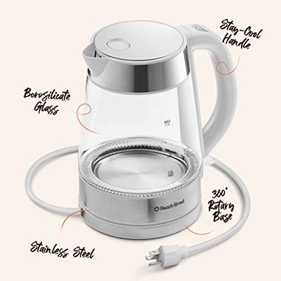 Speed-Boil Water Electric Kettle, 1.7L 1500W, Coffee & Tea Kettle  Borosilicate Glass, Wide Opening, Auto Shut-Off, Cool Touch Handle, LED  Light. 360