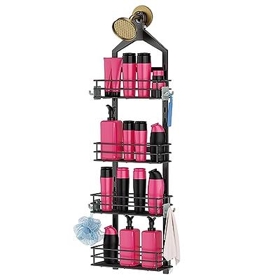 Mainstays Large Over The Shower Caddy, 2 Shelves, 1 Deep Basket, Heavy Duty Plastic, Frosty Finish, Size: Large, Family-Sized