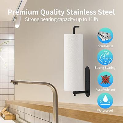Paper Towel Holder Under Cabinet, Stainless Steel Kitchen Roll Holder Matte  Black, Self-Adhesive Kitchen Towel Rack Wall-Mounted, Suitable for Pantry