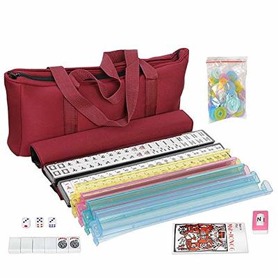 Professional Chinese Mahjong Game Set 146 Numbered Melamine Large Size Tiles  (Green) with Carrying Travel Case, English Instraction, Complete Mahjong Set  (Majiang, Mah-Jongg, Maj Jongg, Ma Jong) 