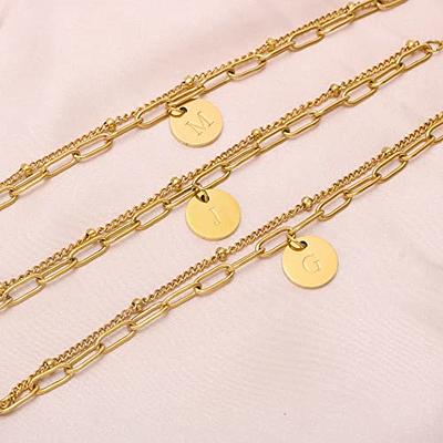 Hayopi Dainty Gold Initial Necklace for Women Girls,14K Gold