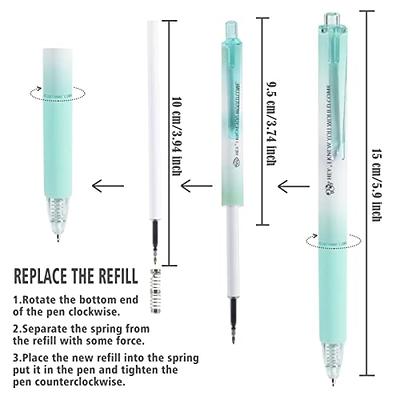 WRITECH Retractable Gel Ink Pens: 8ct Black 0.5mm Fine Point Tip Pen Comfort Grip Smooth Writing with Aesthetic Gradient Color Barrel for Journaling