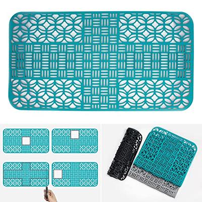 Silicone sink mat protectors for Kitchen 16.4''x 12.5''.JIUBAR Kitchen Sink  Protector Grid for Farmhouse Stainless Steel accessory with Center