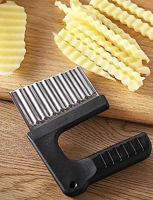 1pc Stainless Steel Potato Wave Cutter, Simple Handheld French Fry