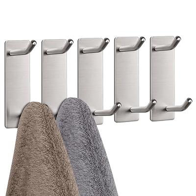 4 Pcs White Towel Adhesive Hooks for Tile Wall Stainless Steel