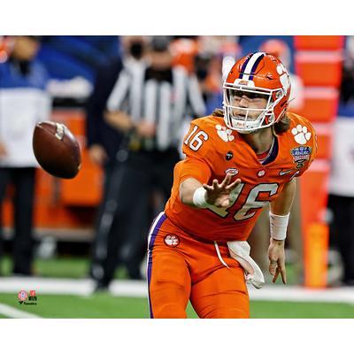 Trevor Lawrence Clemson Tigers Autographed 16 x 20 Orange Jersey Throwing  Photograph