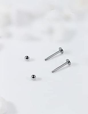CASSIECA 20G Cartilage Earring Stud for Women Men 316L Surgical Steel Flat  Back Earrings Set, 2-6mm Round CZ Screw Back Stud Earrings for Cartilage