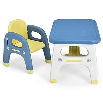 Kids Art Table and Chairs Set with Paper Roll and Storage Bins - Costway