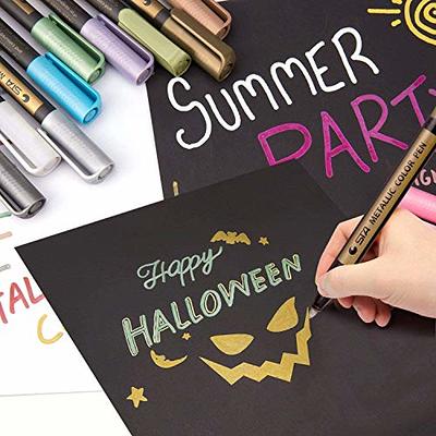 Dyvicl Premium Metallic Markers Pens - Silver and Gold Paint Pens for Black Paper, Glass, Rock Painting, Halloween Pumpkin, Card Making, Scrapbook