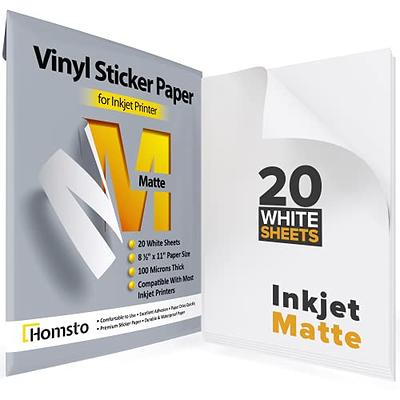 Sticker Paper for Inkjet Printer Cricut Waterproof Matte Paper White 20  Sheets