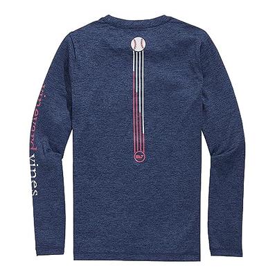  vineyard vines Boys' Fast Pitch Baseball Long-Sleeve Harbor  Performance Tee, Blue Blazer HTHR: Clothing, Shoes & Jewelry