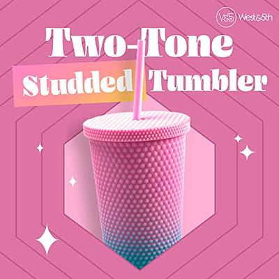 Two-Tone Matte Studded Tumbler with Lid & Straw, Reusable BPA Free Plastic  Water Bottle, Travel Friendly Water/Iced Coffee/Cold Brew/Smoothie Textured  Cold Cup, 24oz (Pink & Electric Blue) - Yahoo Shopping