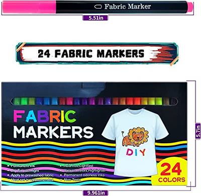 Shuttle Art Fabric Markers Pens, 30 Colors Dual Tip Fabric Markers  Permanent No Bleed Markers for T-Shirts Sneakers, Non-Toxic & Child Safe  Permanent