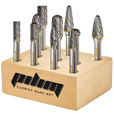 Tungsten Carbide Rotary Burr Set for Dremel, 10PCS Carbide Double Cut  Carving Burr Bits with 1/8” Shank Rotary Tool Accessories for Woodworking