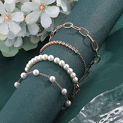 MJartoria Gold Bracelets Set for Women Girls, 14K Gold Plated Dainty  Adjustable Paperclip Chain Link Pearl Bracelets, Layered Metal Link  Bracelet Fashion Jewelry Gifts(4PCS) - Yahoo Shopping