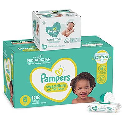 Diapers Size 6, 108 Count and Baby Wipes - Pampers Swaddlers