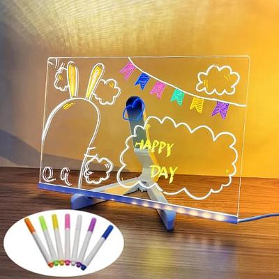 Fanderrin Acrylic Dry Erase Board with Neon Light Up Stand -Table LED  Letter Message Board with 12 Pack of Assorted Colors Erase Markers for Home  Office -10 Light Modes & 5 Dimming