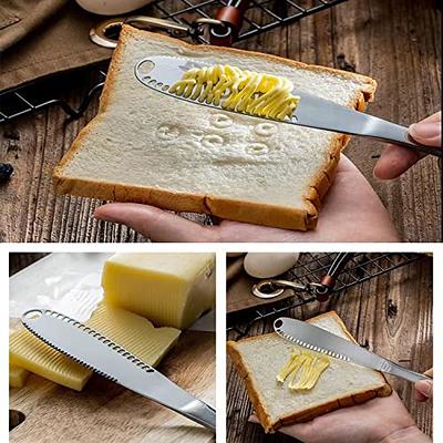 Seazin Stainless Steel Butter Knife Magic! 3-in-1 Spreader, Grater, Slicer,  Curler | Works Great on Cold Butter | Simply Create Ribbons of Butter for