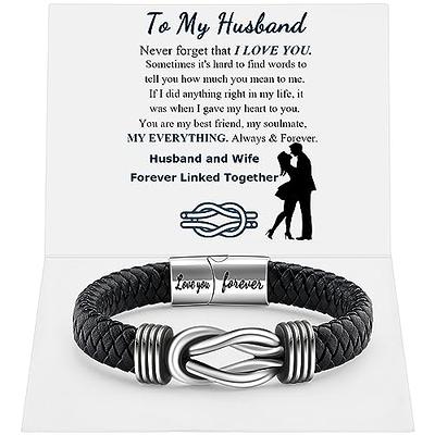  Husband Boyfriend Gifts Ideas From Wife Girlfriend, Knot  Leather Bracelet For Men To My Man Anniversary Birthday Gifts For Him  Always Linked Together Love You Forever Mens Leather Bracelets